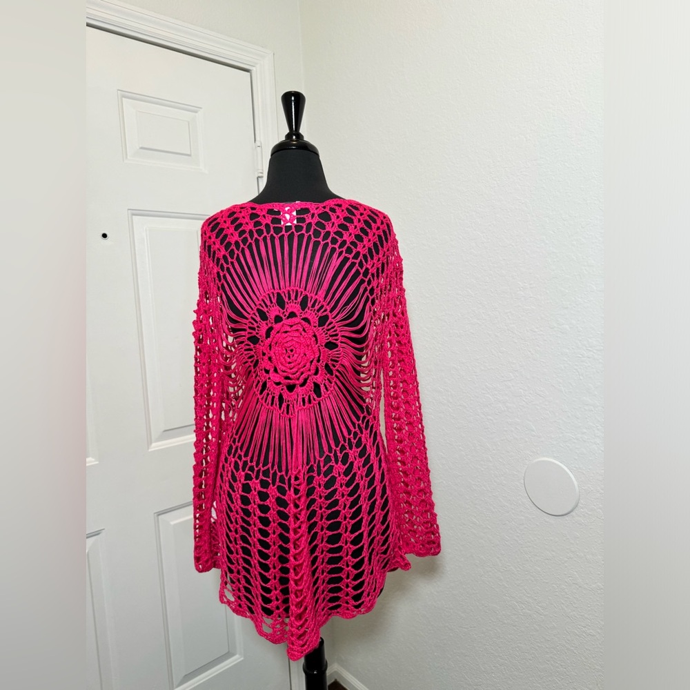Venus Pink Crochet Swim Cover-Up - Picture 2 of 7